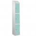 Laminate Splash Door Lockers Withsloping Top - 3 Compartment - Aquamarine Doors 415048