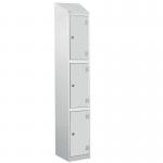 Laminate Splash Door Lockers Withsloping Top - 3 Compartment - Light Grey Doors 415049