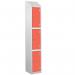 Laminate Splash Door Lockers Withsloping Top - 3 Compartment - Spectrum Red Doors 415052