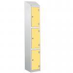 Laminate Splash Door Lockers Withsloping Top - 3 Compartment - Spectrum Yellow Doors 415053