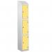 Laminate Splash Door Lockers Withsloping Top - 3 Compartment - Spectrum Yellow Doors 415053