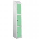 Laminate Splash Door Lockers Withsloping Top - 3 Compartment - Vibrant Green Doors 415054