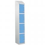 Laminate Splash Door Locker with Slopingtop - 4 Compartment - Campanula Blue Doors 415057