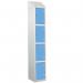 Laminate Splash Door Locker with Slopingtop - 4 Compartment - Campanula Blue Doors 415057