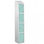 Laminate Splash Door Locker Withsloping Top - 4 Compartment - Aquamarine Doors 415058