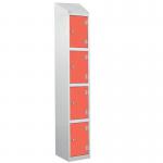 Laminate Splash Door Locker Withsloping Top - 4 Compartment - Spectrum Red Doors 415062