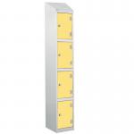 Laminate Splash Door Locker with Slopingtop - 4 Compartment - Spectrum Yellow Doors 415063