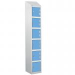 Laminate Splash Door Locker with Slopingtop - 6 Compartment - Campanula Blue Doors 415067