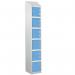 Laminate Splash Door Locker with Slopingtop - 6 Compartment - Campanula Blue Doors 415067