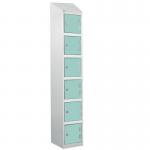 Laminate Splash Door Locker Withsloping Top - 6 Compartment - Aquamarine Doors 415068