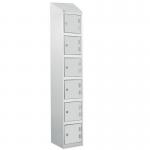 Laminate Splash Door Locker Withsloping Top - 6 Compartment - Light Grey Doors 415069