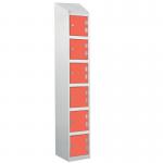 Laminate Splash Door Locker Withsloping Top - 6 Compartment - Spectrum Red Doors 415072