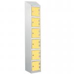 Laminate Splash Door Locker with Slopingtop - 6 Compartment - Spectrum Yellow Doors 415073