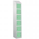 Laminate Splash Door Locker Withsloping Top - 6 Compartment - Vibrant Green Doors 415074