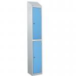 Laminate Splash Door Lockers Withsloping Top - 2 Compartment - Campanula Blue Doors 415087