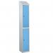 Laminate Splash Door Lockers Withsloping Top - 2 Compartment - Campanula Blue Doors 415087