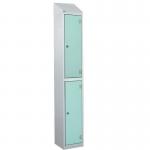 Laminate Splash Door Lockers Withsloping Top - 2 Compartment - Aquamarine Doors 415088