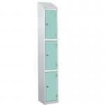 Laminate Splash Door Lockers Withsloping Top - 3 Compartment - Aquamarine Doors 415098