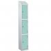 Laminate Splash Door Lockers Withsloping Top - 3 Compartment - Aquamarine Doors 415098