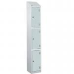 Laminate Splash Door Lockers Withsloping Top - 3 Compartment - Light Grey Door 415099