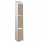 Laminate Splash Door Lockerswith Sloping Top - 3 Compartment - Oak Doors 415101