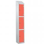 Laminate Splash Door Lockers Withsloping Top - 3 Compartment - Spectrum Red Doors 415102
