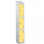 Laminate Splash Door Lockers Withsloping Top - 3 Compartment - Spectrum Yellow Doors 415103