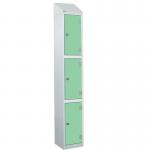 Laminate Splash Door Lockers Withsloping Top - 3 Compartment - Vibrant Green Doors 415104