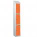 Laminate Splash Door Lockers Withsloping Top - 3 Compartment - Clementine Doors 415105