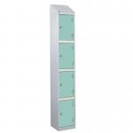 Laminate Splash Door Lockers Withsloping Top - 4 Compartment - Aquamarine Doors 415108