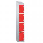 Laminate Splash Door Lockers Withsloping Top - 4 Compartment - Spectrum Red Doors 415112