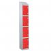 Laminate Splash Door Lockers Withsloping Top - 4 Compartment - Spectrum Red Doors 415112