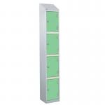 Laminate Splash Door Lockers Withsloping Top - 4 Compartment - Vibrant Green Doors 415114