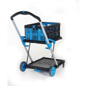 Large twin shelf folding trolley with folding basket 415149
