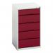 Medium Duty Greyred Drawercabinets, 1 X 125 mm and 4 X 175 mm Drawers 415501
