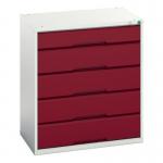Medium Duty Greyred Drawercabinets,1 X 125 mm and 4 X 175 mm Drawers 415510