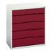 Medium Duty Greyred Drawercabinets,1 X 125 mm and 4 X 175 mm Drawers 415510