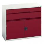 Verso Static Greyred Drawer Cabineth X W X D 900 X 1050 X 550 with 2 Drawers & Cupboard 415516