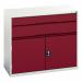 Verso Static Greyred Drawer Cabineth X W X D 900 X 1050 X 550 with 2 Drawers & Cupboard 415516