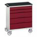 5 Drawer Mobile Cabinet Greyred- H X W X D: 965 X 800 X 550 415522