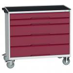 5 Drawer Mobile Cabinet Greyred- H X W X D: 965 X 1050 X 550 415528