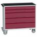 5 Drawer Mobile Cabinet Greyred- H X W X D: 965 X 1050 X 550 415528