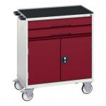 Verso Drawer Cabinet Greyred H Xw X D 965 X 800 X 550 Mm, with 2 Drawers & Cupboard 415537
