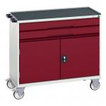 Verso Drawer Cabinet Greyred H Xw X D 965 X 1050 X 550 Mm, with 2 Drawers & Cupboard 415543