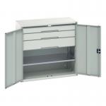 Kitted Cupboard Greygrey 1050 Wide 3 Drawers 1 Shelf 415589