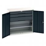 Kitted Cupboard Anthracitegrey 1050 Wide 3 Drawers 1 Shelf 415590