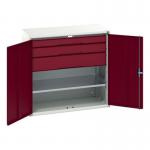 Kitted Cupboard Redgrey 1050 Wide 3 Drawers 1 Shelf 415591