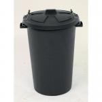 Coloured dustbin with locking clip lid, black 415695