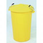 Coloured dustbin with locking clip lid, yellow 415696