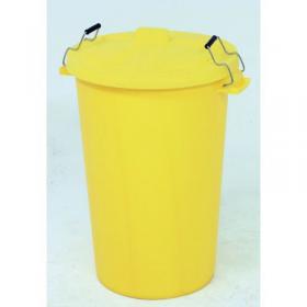 Coloured dustbin with locking clip lid, yellow 415696